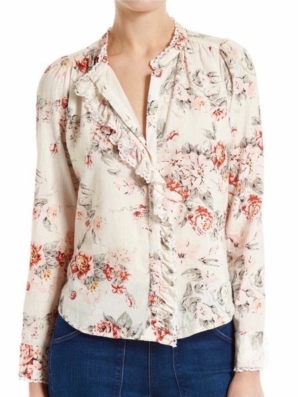 Rebecca Taylor La Vie Floral Ruffle Top